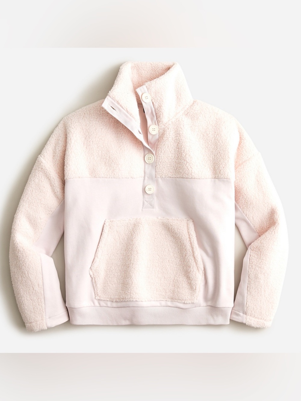 J. Crew Teddy sherpa button-front sweatshirt Half-Zip Sweater